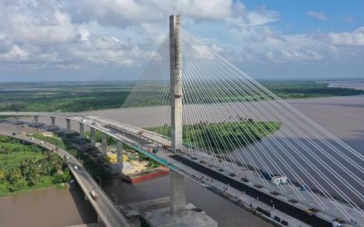 Sistema Compotop Bitufibra en el puente de Pumarejo (Barranquilla, Colombia)