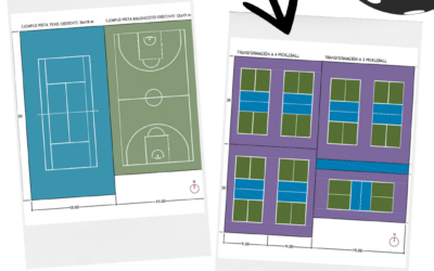 ¿Sabías cuántas pistas de Pickleball podrían entrar en una pista de tenis existente o pista de baloncesto?